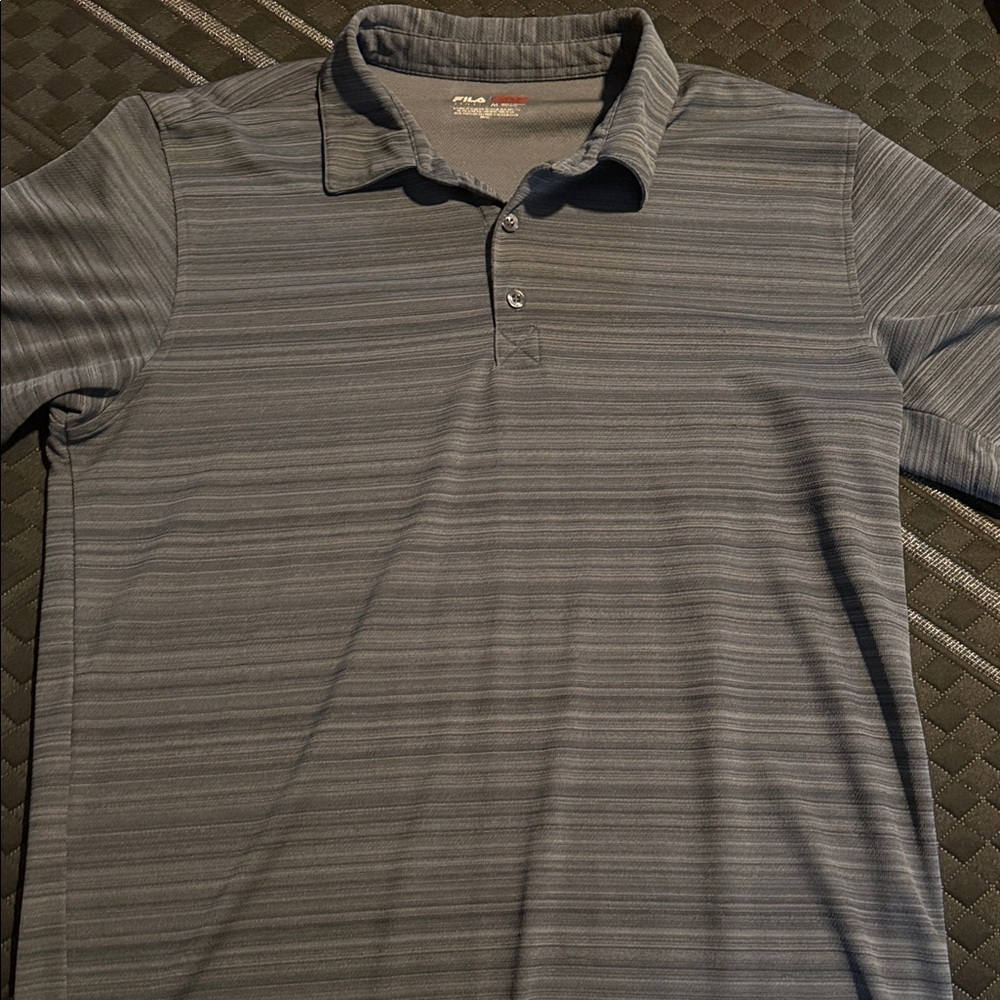 Fila Men’s Blue Gray Striped Polo Shirt
